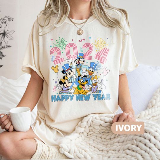 Mickey and Friends Happy New Year Fireworks 2024 Shirt, Disney New Year's Eve Party Shirt