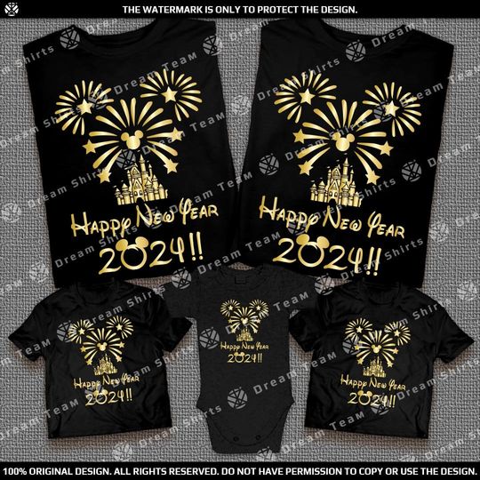 New Year's Eve 2024 Disney Family Shirts, Celebrate with Matching Fireworks