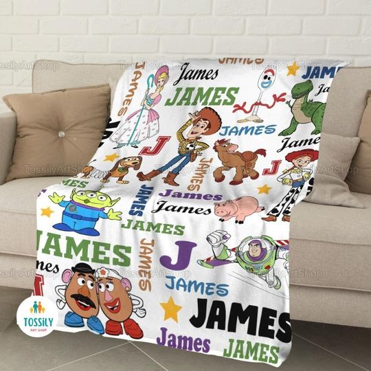 Personalized Disney Toy Story Blanket, Custom Name Disney Blanket