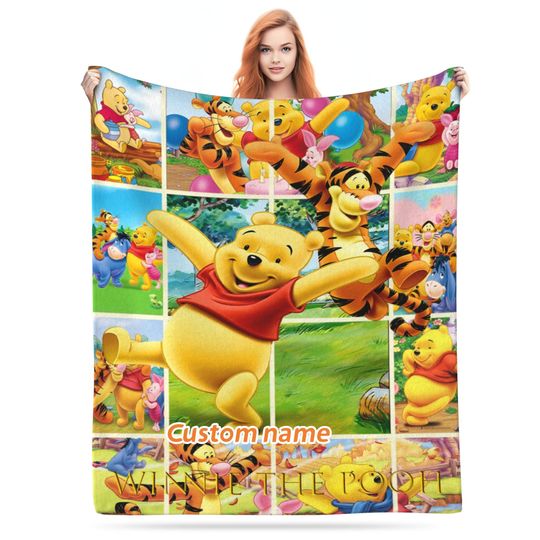 Personalized Disney Winnie-the-Pooh Blanket Sofa Blanket Christmas Bediing