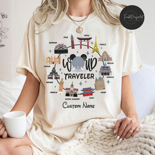 Personalized Disney Epcot World Traveler Shirt, Disney Family Vacation 2024