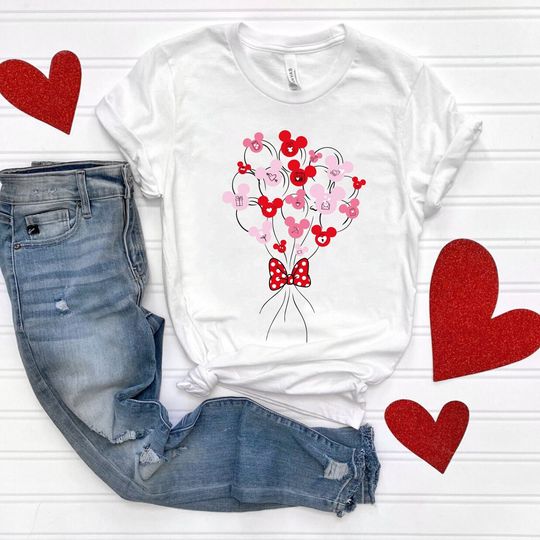 Minnie Mouse Balloons Disney Valentine T-Shirt, Valentine's Day Shirt, Love Couple Shirt