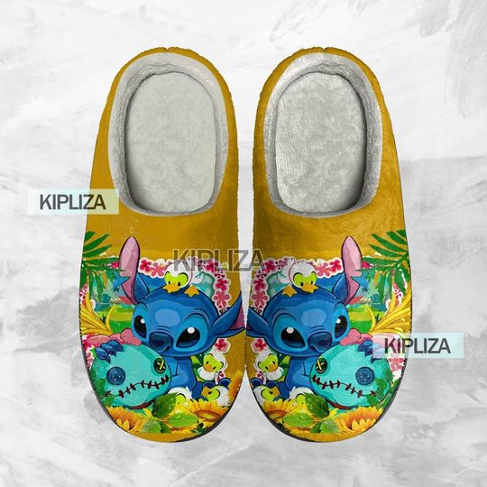 Cute Stitch Cozy Unisex Winter Slippers, Disney Lilo and Stitch Winter