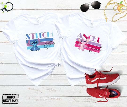Stitch And Angel Disney Valentine T-Shirt, Valentine's Day Shirt, Love Couple Shirt