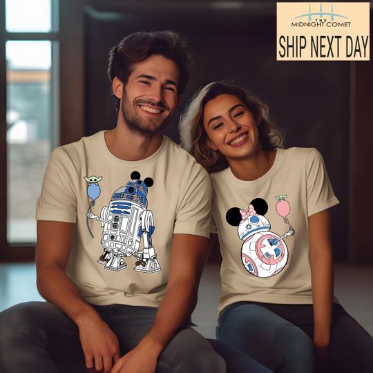 Star Wars Couple T-Shirt, R2D2 BB8 Couple Shirt, Disney Star Wars Shirt