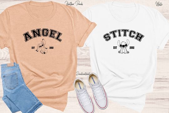 Stitch And Angel Shirt, Stitch Couple Shirt, Disney Valentine Shirt