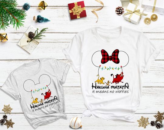 Disney Christmas Plaid Hakuna Matata Shirts, Personalized Animal Kingdom Shirt