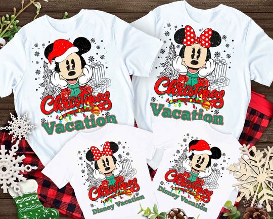 Discover Custom Disney Christmas Family Shirts, Personalized Christmas Squad Shirts