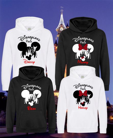 Personalised Disneyland Paris Family Hoodie, Disney World 2024 Minnie Mickey Mouse Present