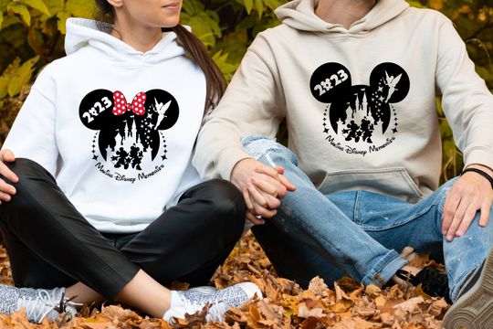 Disney Couple 2023 Hoodie, Mickey Mouse and Minnie Mouse Sweat, Happy Mickey and Family Hoodie