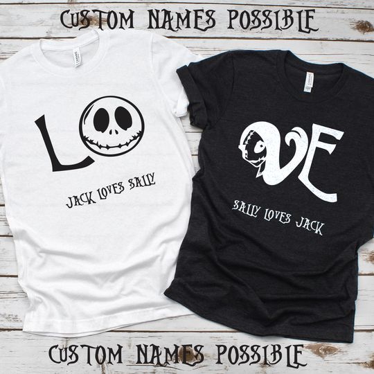 The Nightmare Before Christmas Jack Skellington and Sally Disney T-Shirt, Matching Valentine Shirt, Matching Halloween Shirt