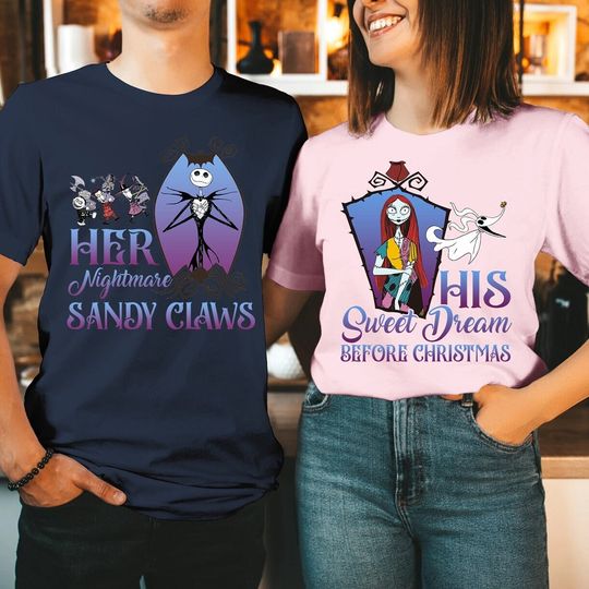 The Nightmare Before Christmas Jack Skellington and Sally Disney T-Shirt, Matching Valentine Shirt, Matching Halloween Shirt