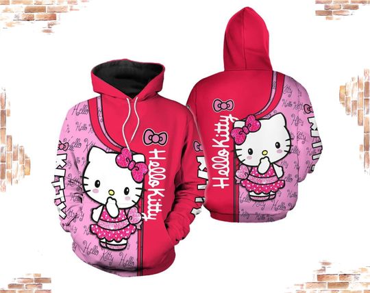 Hello Kitty Hoodie 3D, Disney Hoodie 3D, Cute Hello Kitty Hoodie 3D