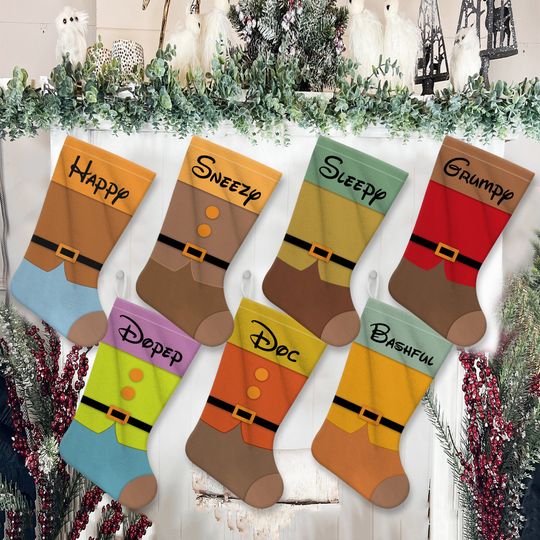 Snow White Stocking, Seven Dwarf Christmas Stockings, Disney Christmas Stockings