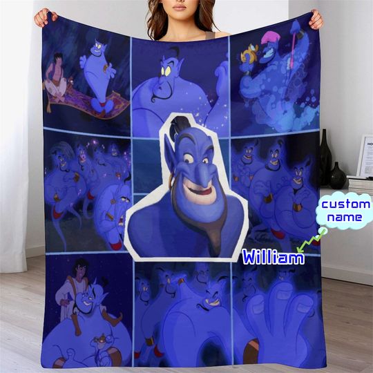 Customized Disney Genie Blanket Personalized Flannel Couch Nap Blanket