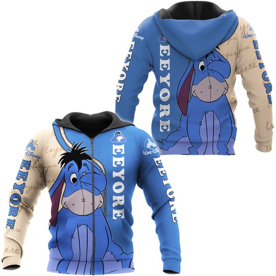 Disney Winnie The Pooh Eeyore Donkey 3D Zip Hoodie