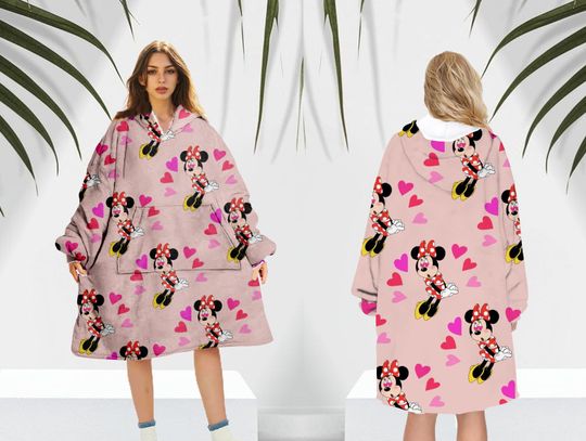Minnie Mouse Fleece Blanket Hoodie, Disney Minnie Blanket Hoodie