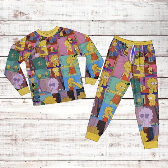 Disney Lisa Simpson Pattern Raglan Pajamas Set
