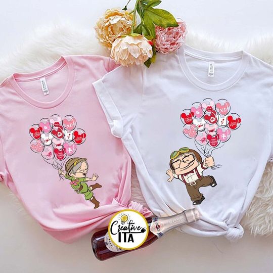 Disney Pixar Up Carl and Ellie Couple Valentine Shirt, Disney Valentine's Day 2024