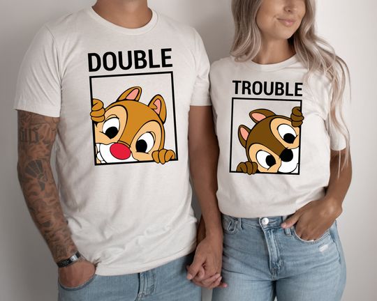 Chip And Dale Double Trouble Shirt, Disney Couple Shirt, Disney Valentine's Tee