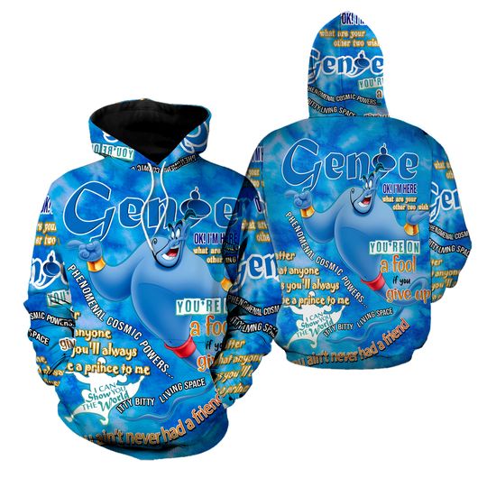Aladdin Disney The Genie Words Pattern All Over Print Hoodie