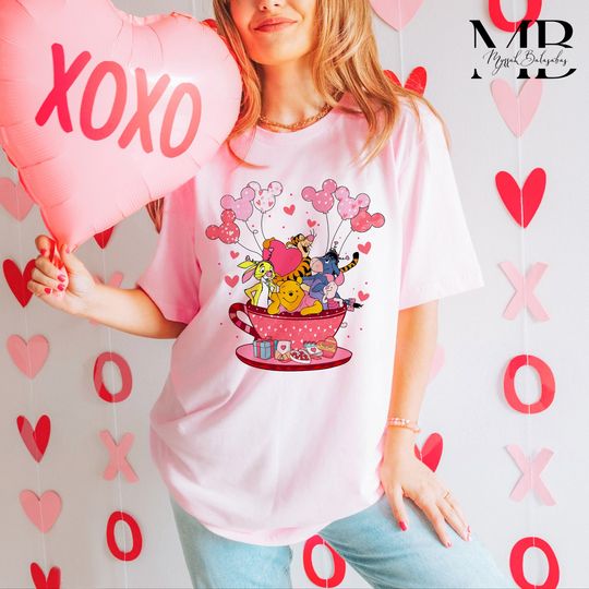 Disney Valentine Pooh Shirt, Disney Pooh Bear And Friend Shirt, Pooh Valentine's Day Shirt