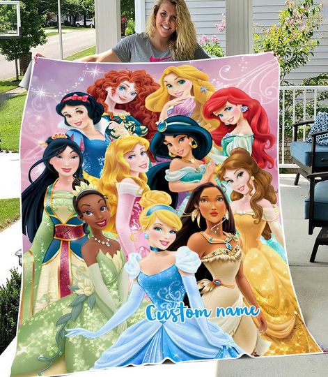 Custom Name Disney Princess Blanket, Gift For Daughter