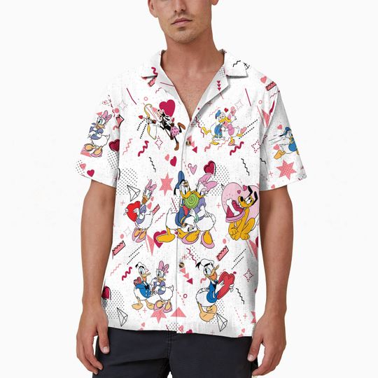 Donald and Daisy Valentine Shirt, Disney Valentine Hawaiian Shirt