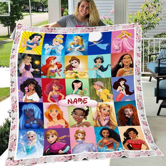 Personalized Disney Princess Fleece Blanket, Princess Blanket, Disney Movies, Christmas Gift