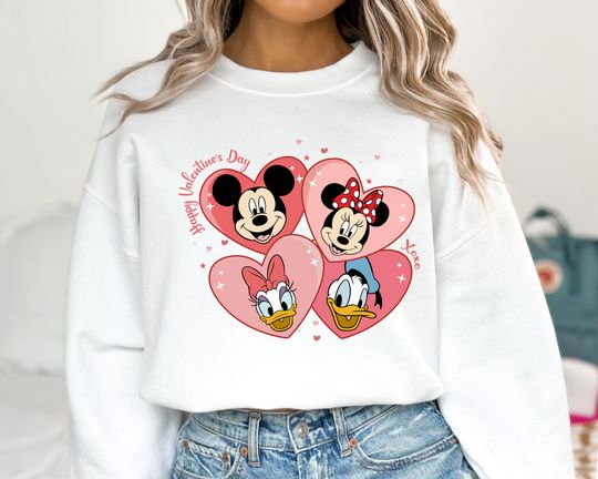 Mickey And Friends Valentine Sweatshirt, Disney Valentines Day Sweater, Disney Valentine's Day Sweatshirt