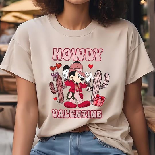 Disney Mickey Cowboy Howdy Valentine Shirt, Mickey Western Valentine Shirt