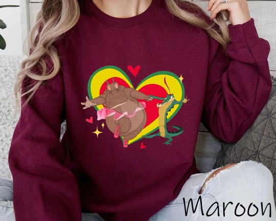 Fantasia Hyacinth Hippo And Ben Ali Gator Valentine Heart Shirt, Retro Disney