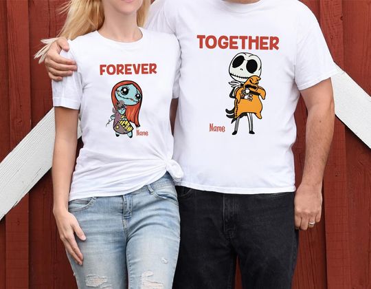 Together Forever, Love Jack Skellington Tshirt, Disney Couple Jack And Sally Shirt
