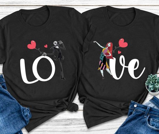 Disney Couple Jack And Sally Shirt, Love Jack Skellington Tshirt