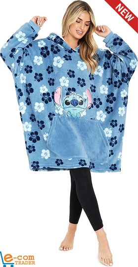 Tropical Flowers Disney Hoodie Blanket for Women, Stitch Fleece Hoodie