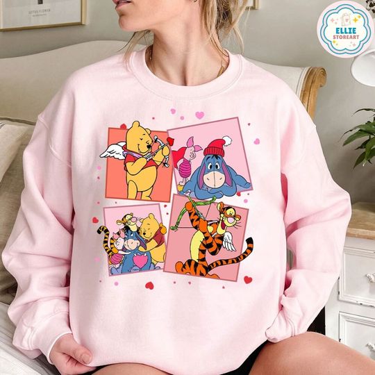 Winnie the Pooh, Disney Happy Valentine's Day 2024, WDW Disneyland Couple Sweatshirt