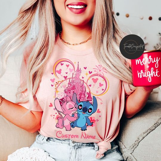 Personalized Stitch Angel Valentine's Day shirt, Disney Couples Matching