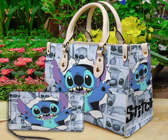 Lilo And Stitch Leather HandBag, Stitch Handbag, Disney Handbag, Disney Leather Bag
