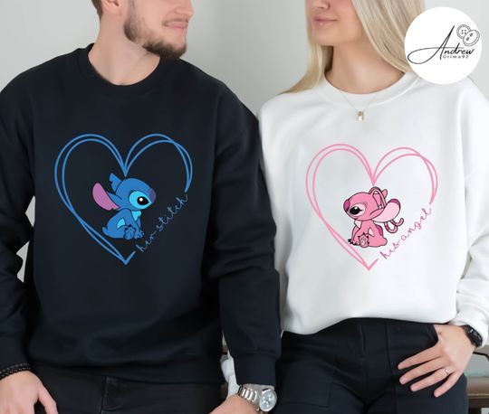 Disney Stitch and Angel Valentines Day Shirts, Disney Honeymoon Sweatshirt
