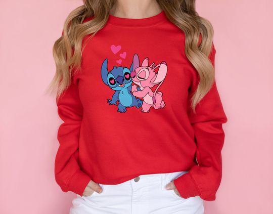 Stitch and Angel Shirt, Disney Couple Shirt, Valentine's Day Sweatshirt
