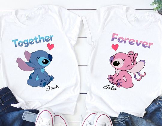 Stitch And Angel Shirt, Disney Valentines Day, Disney Couple Shirt, Disney Love