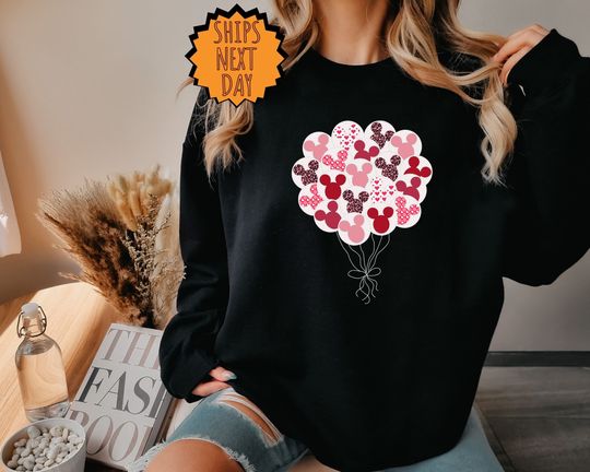 Disney Valentines Day Balloons Sweatshirt, Mickey Balloon Sweatshirt