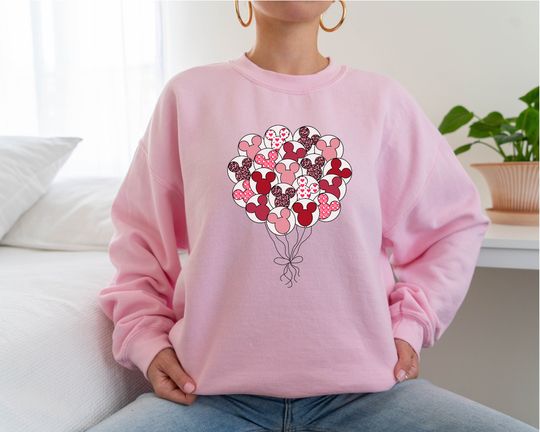 Disney Valentines Day Balloons Sweatshirt, Mickey Balloon, Disney Balloon Valentine