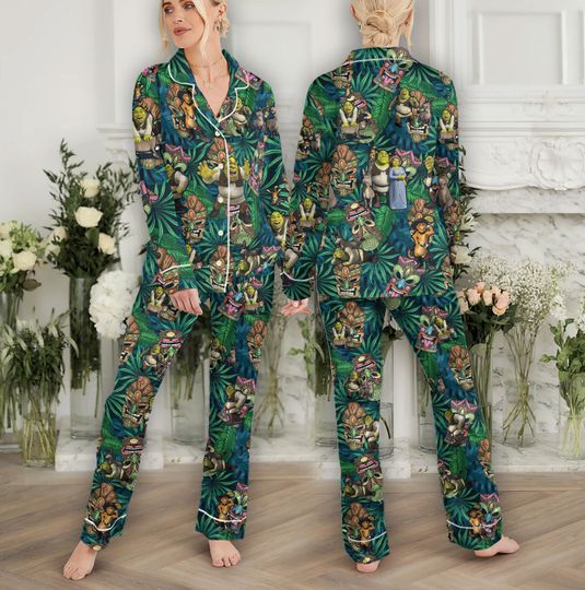 Shrek Holiday Pajama, Vintage Shrek and Fiona Disney Pjs Set