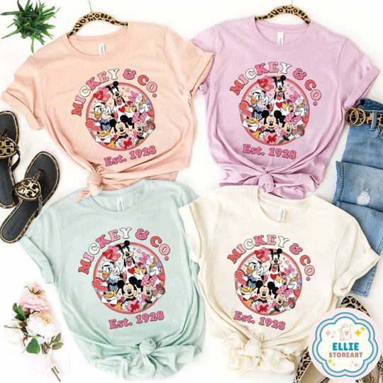 Vintage Mickey and Friends Disney Valentine Shirt, Mickey & Co Est 1928 Happy Valentine's Day 2024