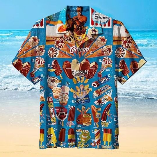 Ice Cream Hawaiian Shirts 3d Printed Men's Kid's Hawaiian Shirt, Ice Cream Shirt