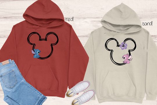 Valentine Stitch And Angel Hoodies, Disney Valentine Hoodie