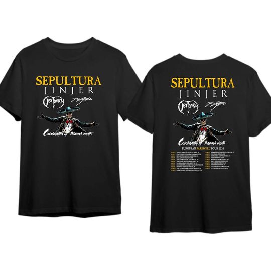 Sepultura Jinjer Celebrating in Through Death European Farewell Tour 2024 Shirt