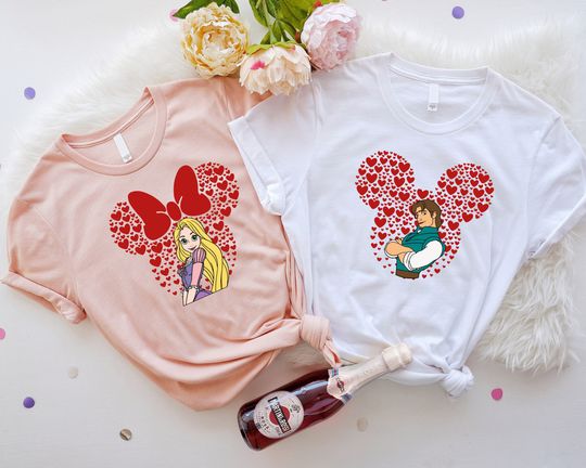 Disney Valentines Day Couple Shirt, Tangled Princess Rapunzel and Prince Flynn Shirt