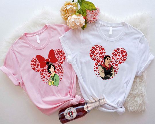 Disney Valentines Day Couple Shirt, Princess Mulan and Prince Li Shang Shirt